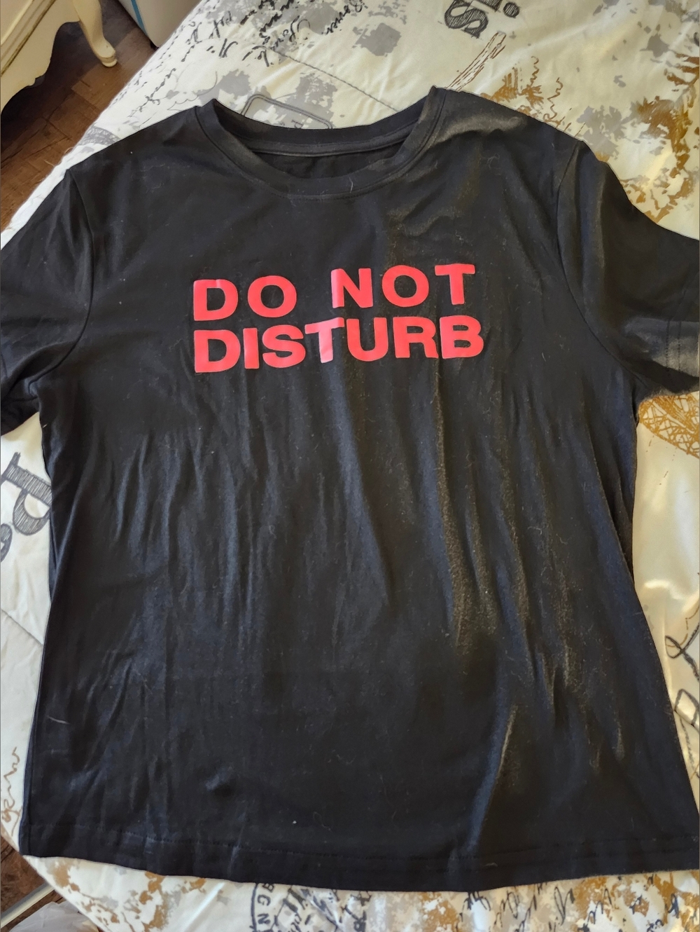 SHEIN Black Graphic Tee with Red "Do Not Disturb"